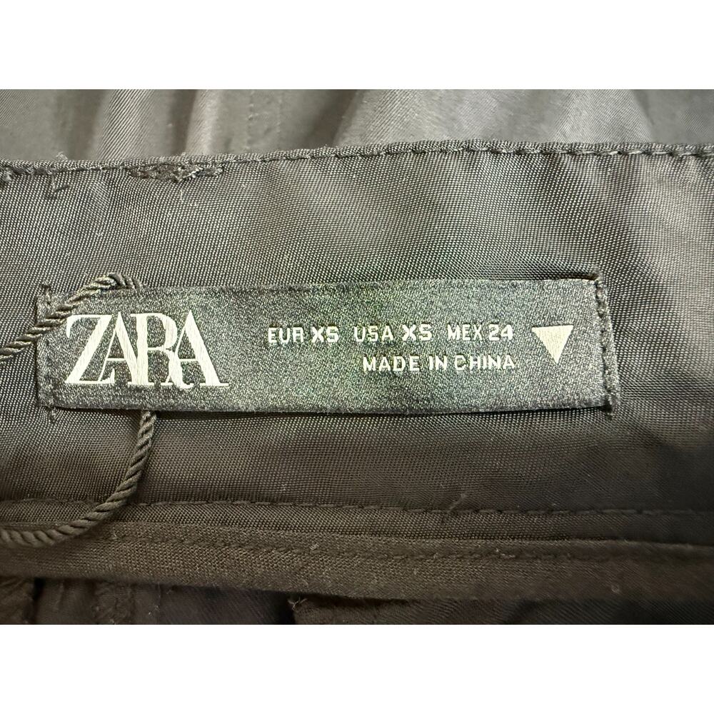 Zara Zippered Nylon Midi Skirt Cargo Pocket Womens Size XS Black Grunge Gothic - Picture 10 of 12